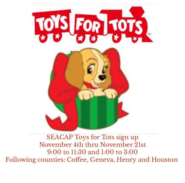 Call now for Toys for Tots Registration!