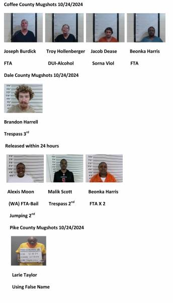 Coffee County/Dale County/Pike County /Barbour County Mugshot’s 10/24/2024