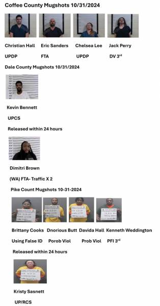 Coffee County/ Dale County/ Pike County Mugshots 10/31/2024