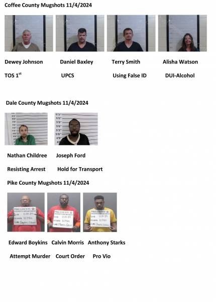 Coffee County/Dale County/Pike County Mugshots 11/4/2024