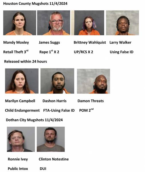 Houston County/Dothan City Mugshots 11/4/2024