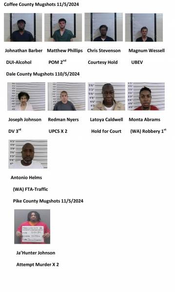 Coffee County/Dale County/Pike County Mugshots 11/5/2024