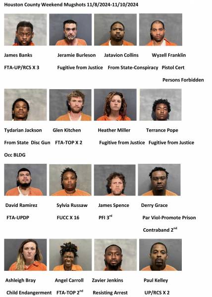 Houston County Weekend Mugshots 11/8/2024-11/10/2024