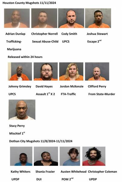 Houston County Mugshots 11/11/2024-Dothan City Mugshots 11/8/2024-11/11/2024