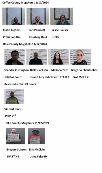 Coffee County/Dale County/ Pike County Mugshots 11/12/2024