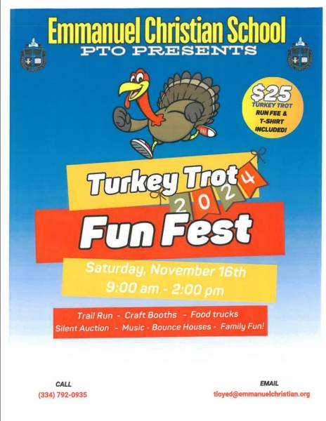 Saturday: Emmanuel Christian School Turkey Trot Fun Fest