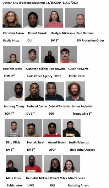 Houston County /Dothan City Weekend Mugshots 11/15/2024-11/17/2024