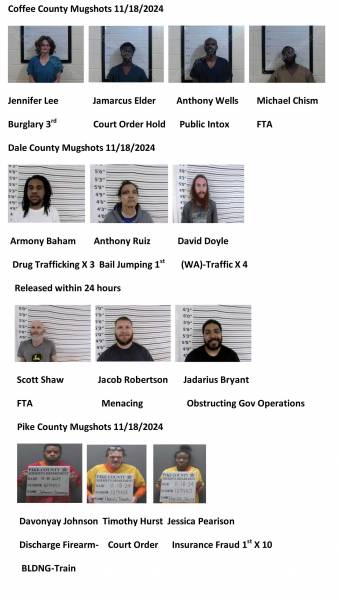 Coffee County/Dale County/Pike County Mugshots 11/18/2024