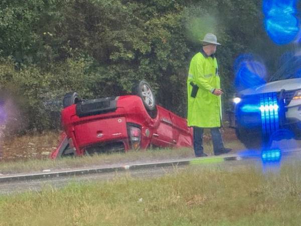 1:49 P.M.: Vehicle hydroplanes at Hwy 84 and Wg Bond Road